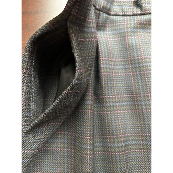 Vintage Made in USA 100% Wool‎ Midi Skirt Glen Plaid with Pink Threading Sz 12 - Picture 7 of 10